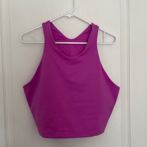 MTA Sport cropped tank 2x built in bra active wear magenta pink purple